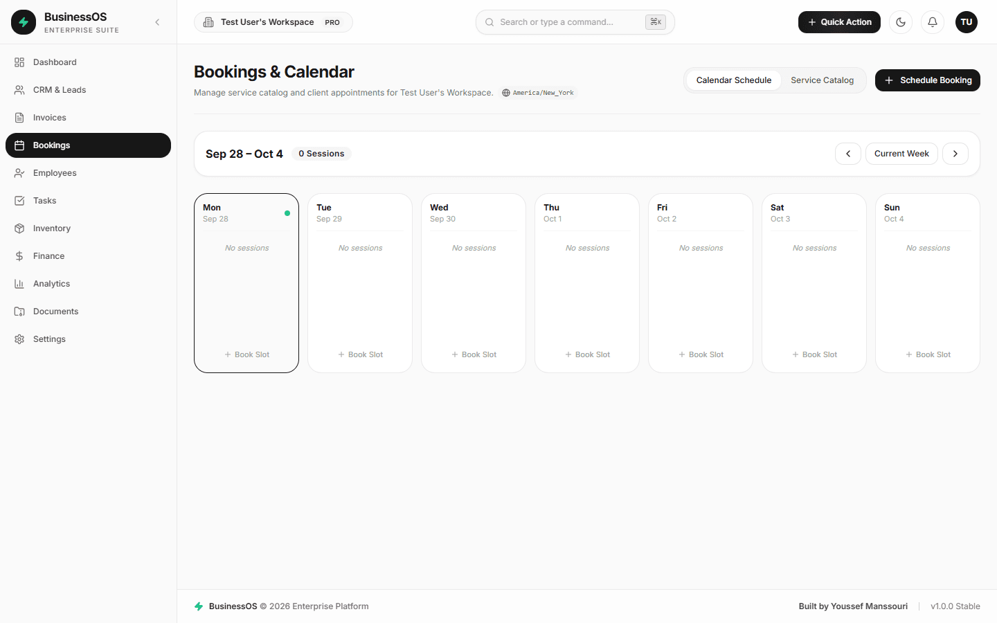 BusinessOS - Resource Scheduling & IANA Timezone Normalization