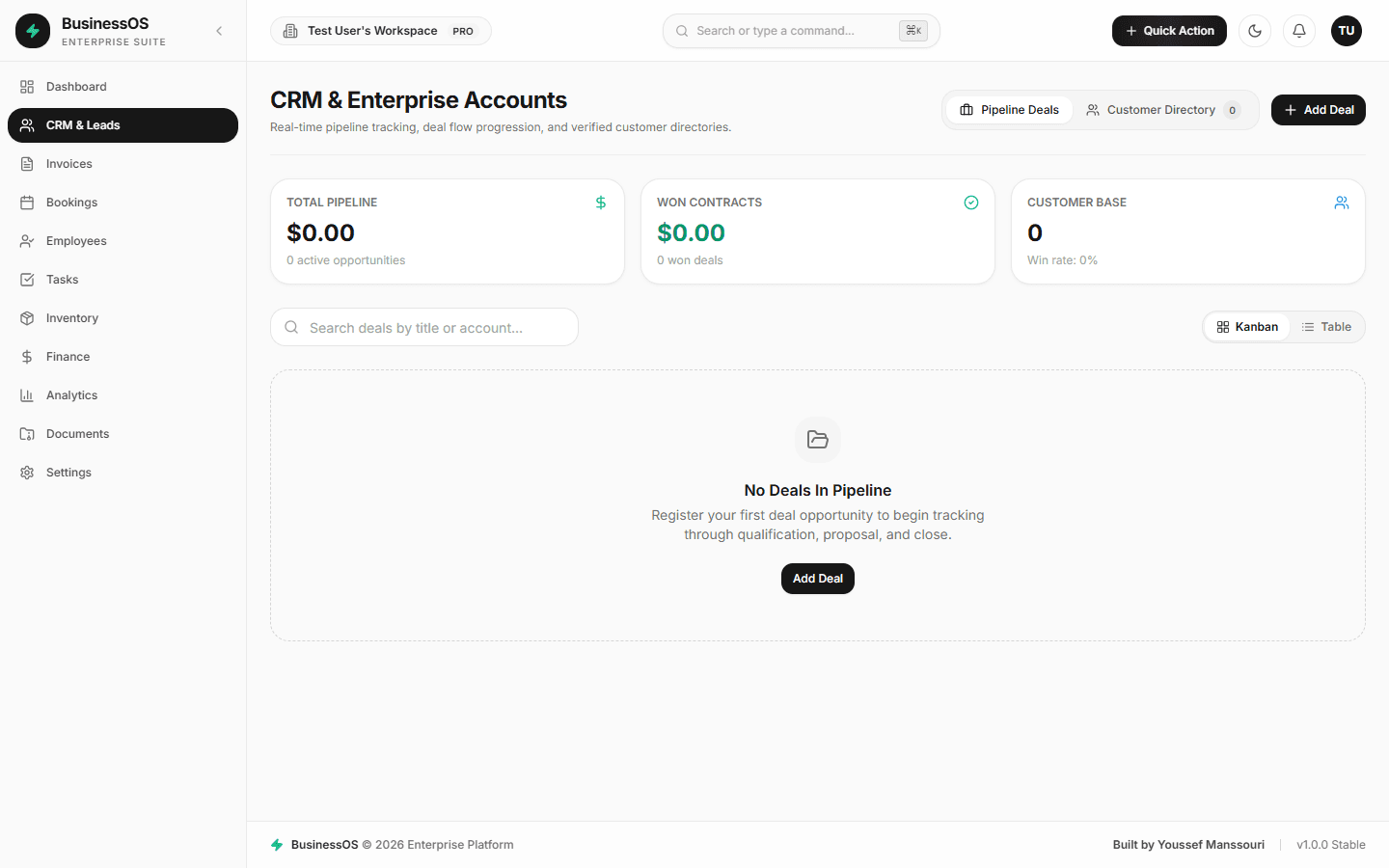 BusinessOS - CRM Opportunity Pipeline & Client Directory