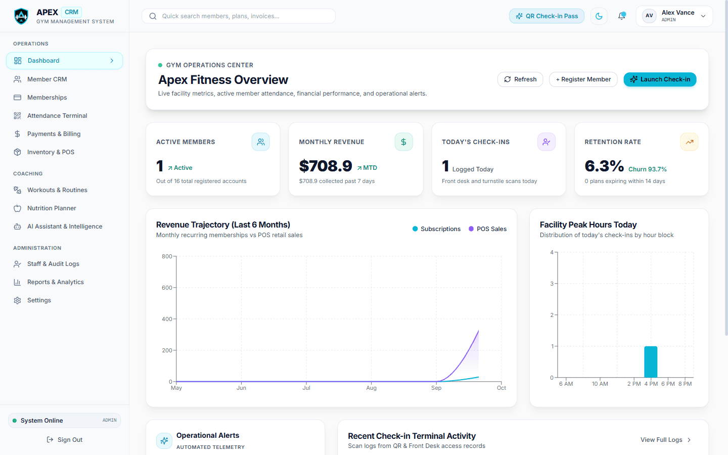 Gym CRM — application preview