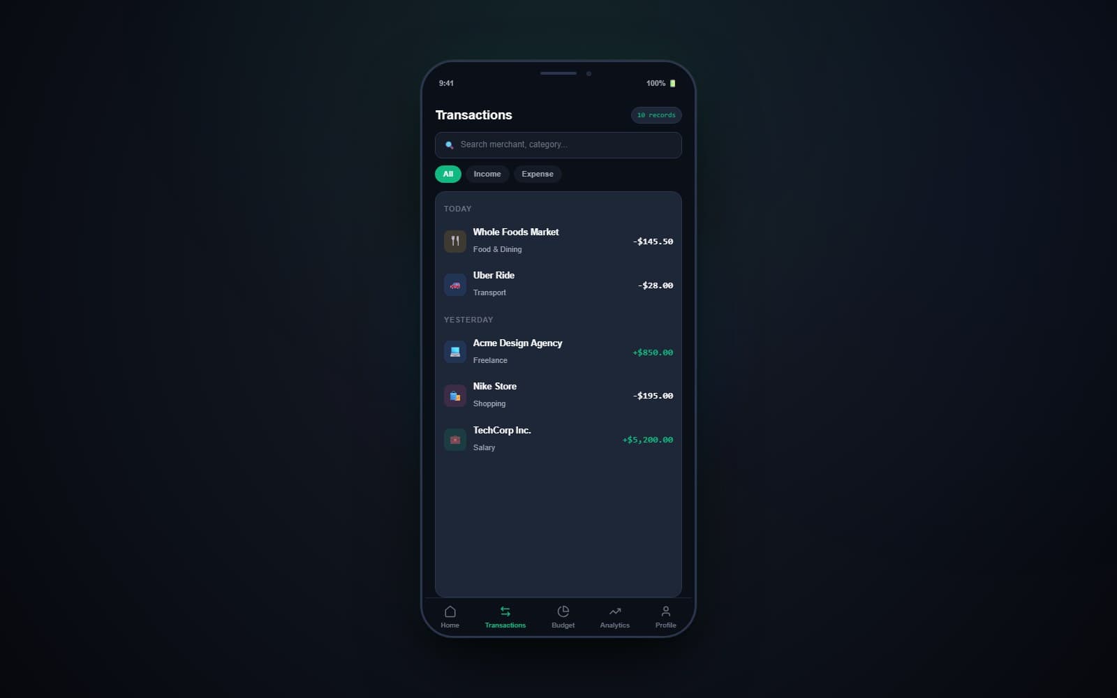WealthFlow - Transaction Ledger & Category Resolution